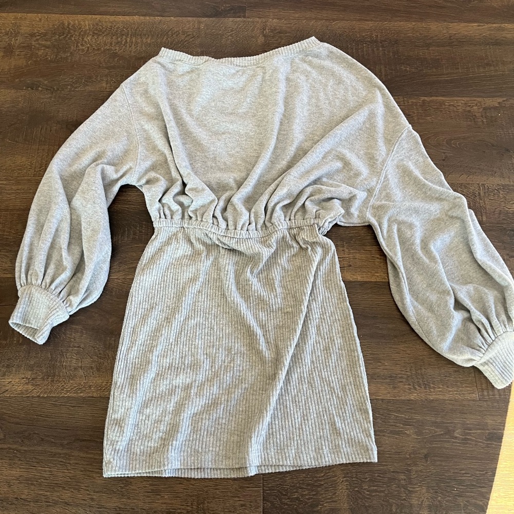 Free People Gray Off-Shoulder Ribbed Mini Dress - Picture 3 of 3